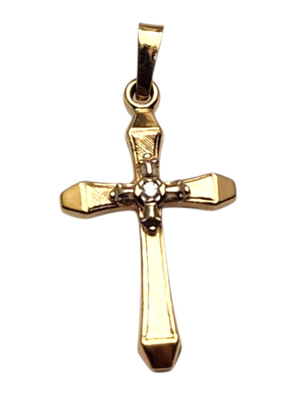 14K Yellow Gold Diamond Cross Pendant #25674